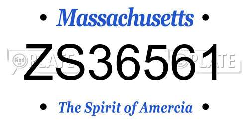 ZS36561 Massachusetts License Plate