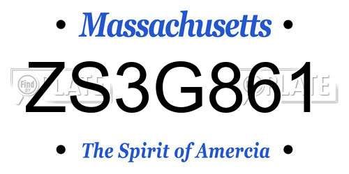 ZS3G861 Massachusetts License Plate