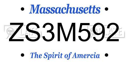 ZS3M592 Massachusetts License Plate