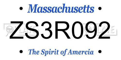 ZS3R092 Massachusetts License Plate