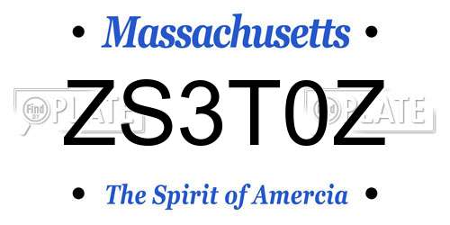 ZS3T0Z Massachusetts License Plate