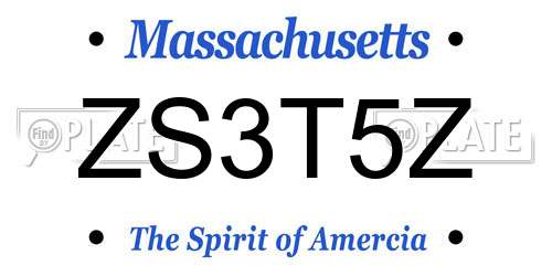 ZS3T5Z Massachusetts License Plate