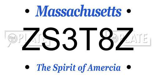 ZS3T8Z Massachusetts License Plate
