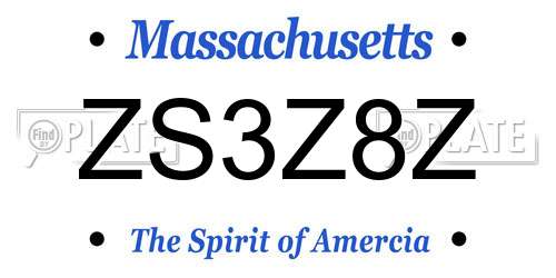 ZS3Z8Z Massachusetts License Plate