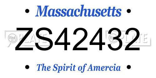 ZS42432 Massachusetts License Plate