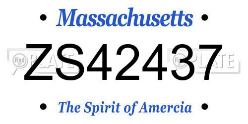 ZS42437 Massachusetts License Plate