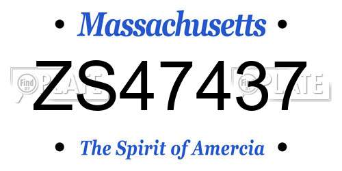 ZS47437 Massachusetts License Plate