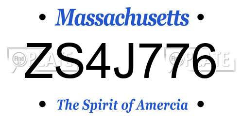 ZS4J776 Massachusetts License Plate