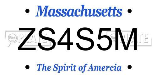 ZS4S5M Massachusetts License Plate