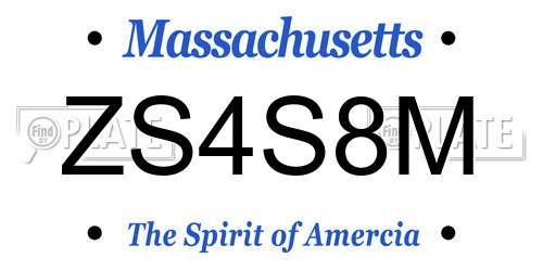 ZS4S8M Massachusetts License Plate