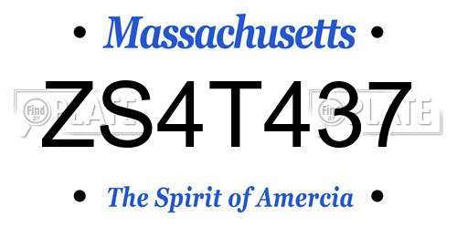 ZS4T437 Massachusetts License Plate