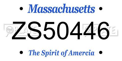 ZS50446 Massachusetts License Plate