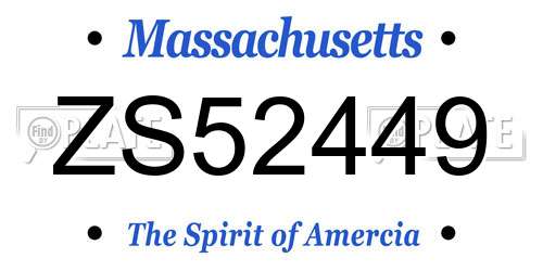 ZS52449 Massachusetts License Plate