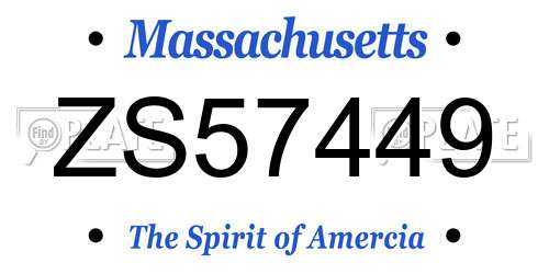 ZS57449 Massachusetts License Plate