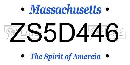 ZS5D446 Massachusetts License Plate