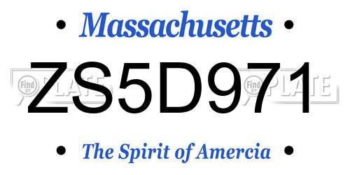 ZS5D971 Massachusetts License Plate