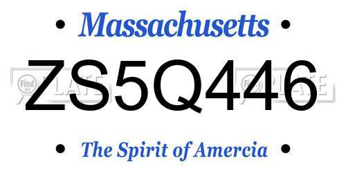 ZS5Q446 Massachusetts License Plate