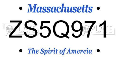 ZS5Q971 Massachusetts License Plate
