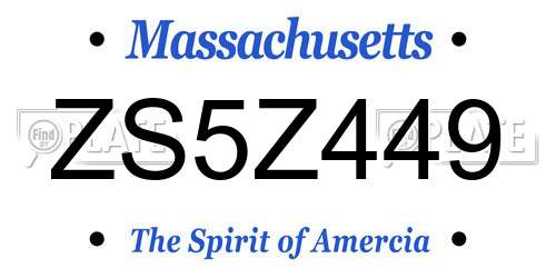 ZS5Z449 Massachusetts License Plate