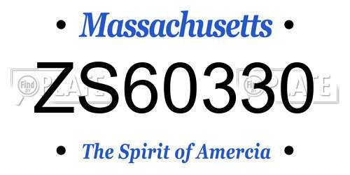 ZS60330 Massachusetts License Plate