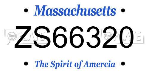 ZS66320 Massachusetts License Plate