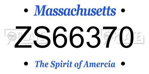ZS66370 Massachusetts License Plate