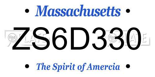 ZS6D330 Massachusetts License Plate