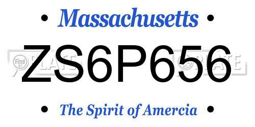 ZS6P656 Massachusetts License Plate