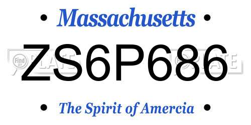 ZS6P686 Massachusetts License Plate