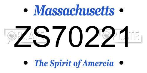 ZS70221 Massachusetts License Plate