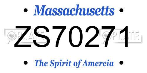 ZS70271 Massachusetts License Plate