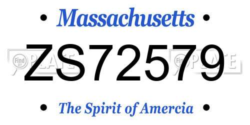 ZS72579 Massachusetts License Plate