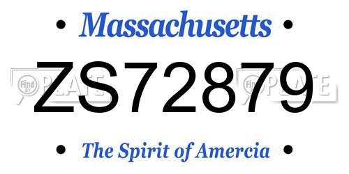 ZS72879 Massachusetts License Plate