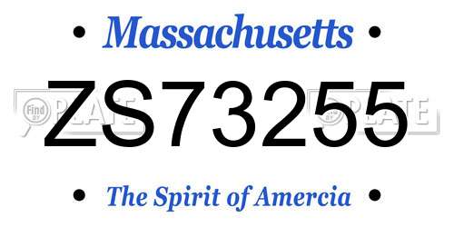 ZS73255 Massachusetts License Plate