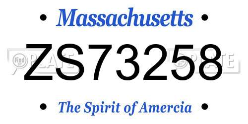 ZS73258 Massachusetts License Plate