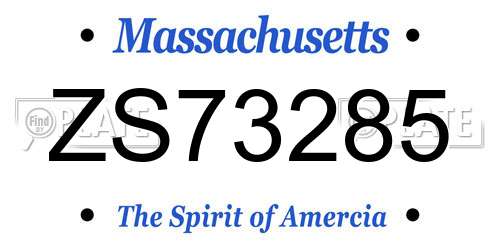 ZS73285 Massachusetts License Plate