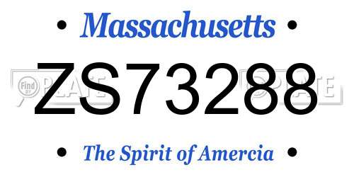 ZS73288 Massachusetts License Plate