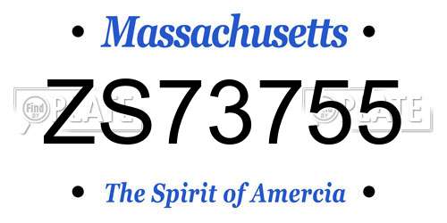 ZS73755 Massachusetts License Plate