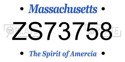 ZS73758 Massachusetts License Plate