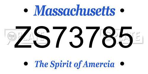 ZS73785 Massachusetts License Plate
