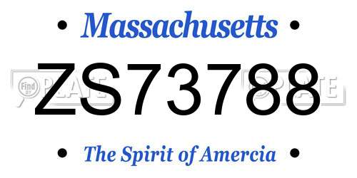 ZS73788 Massachusetts License Plate