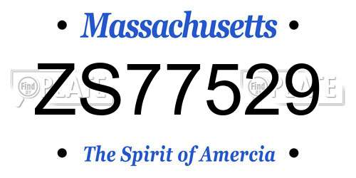 ZS77529 Massachusetts License Plate