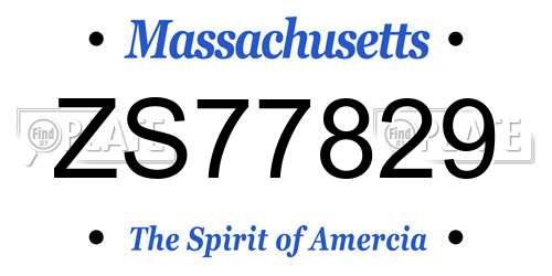 ZS77829 Massachusetts License Plate