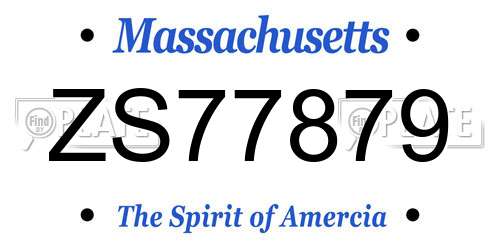 ZS77879 Massachusetts License Plate