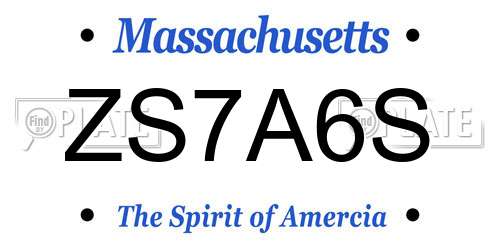 ZS7A6S Massachusetts License Plate