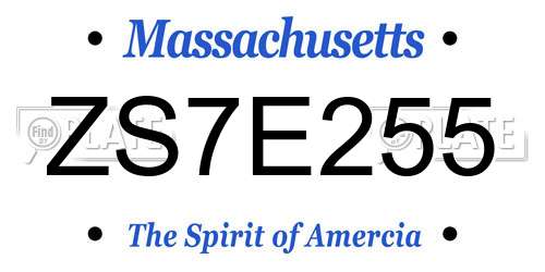 ZS7E255 Massachusetts License Plate