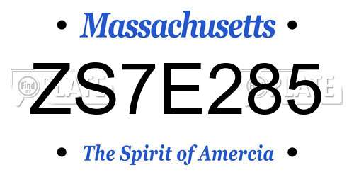 ZS7E285 Massachusetts License Plate