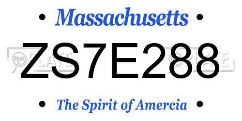 ZS7E288 Massachusetts License Plate