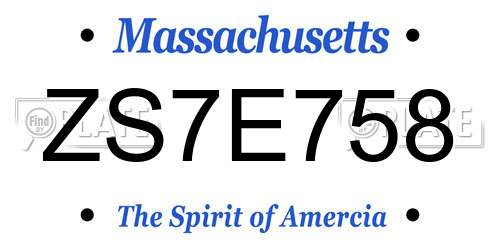 ZS7E758 Massachusetts License Plate