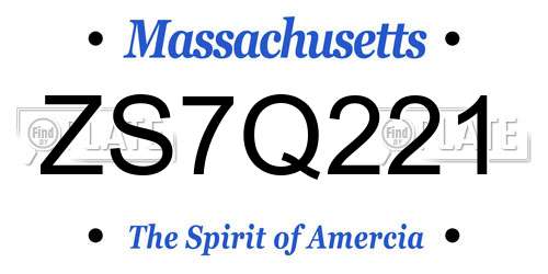 ZS7Q221 Massachusetts License Plate